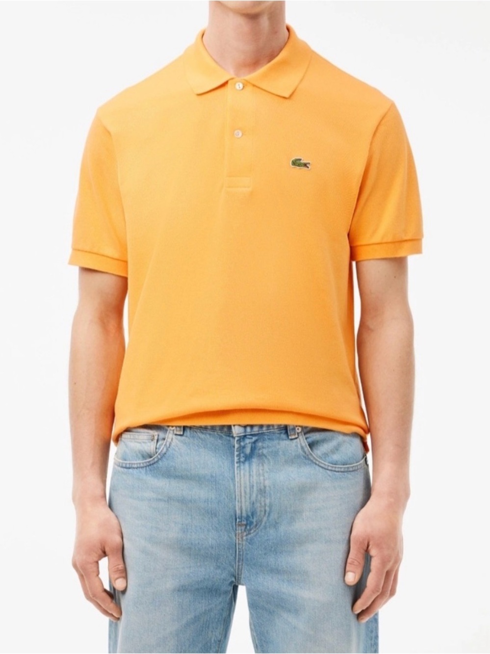 Lacoste Men's Polo Shirt in golden/yellow with Green Crocodile